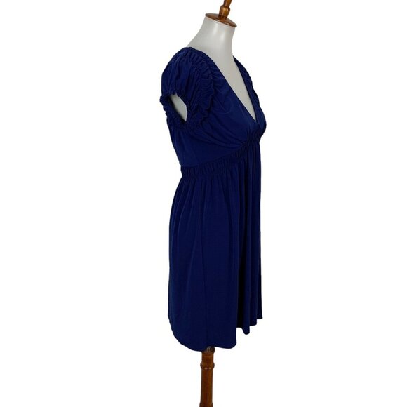Laundry By Design Navy Ruched Cap Sleeve V Neck Dress 4 Cocktail Party NWT - Picture 4 of 7